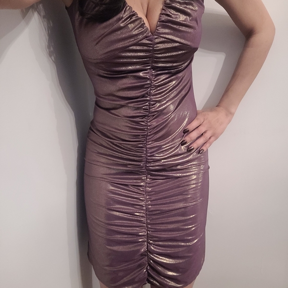 Purple and Gold Shimmer Party Dress - Picture 4 of 5